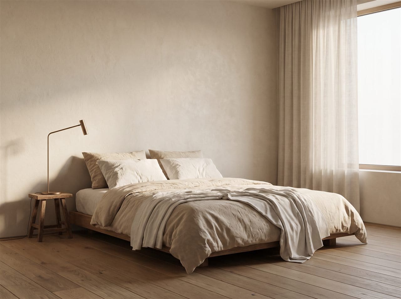 A bedroom render with a client's note pinned to the bed