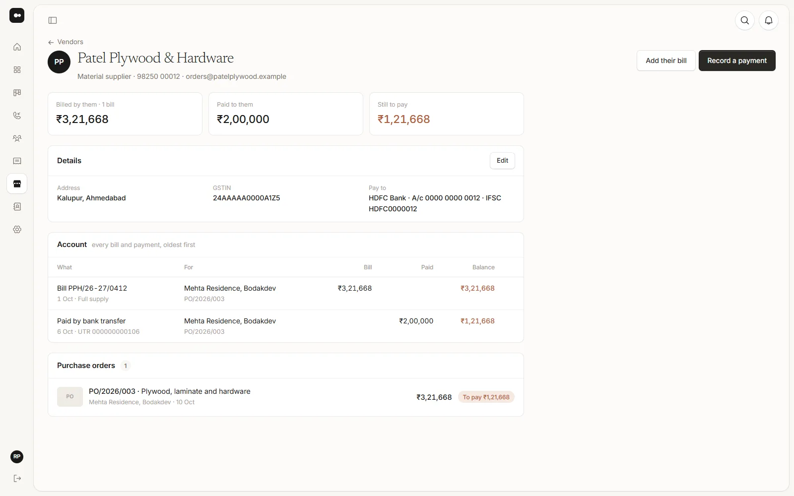 One vendor’s account in Plott